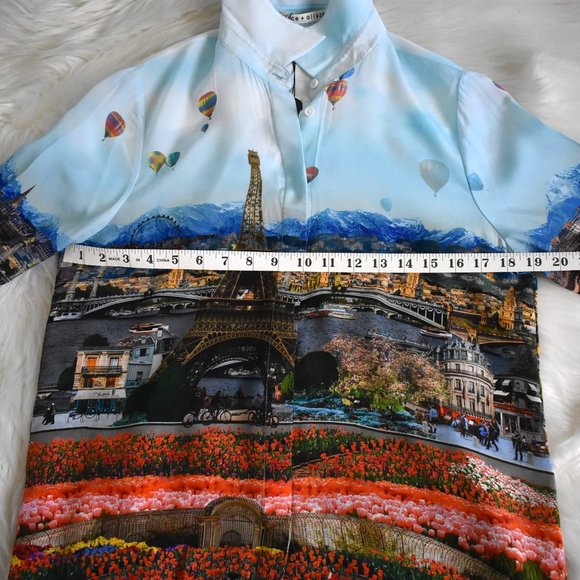 Alice + Olivia | "Willa Silk Eiffel Tower Blouse" Emily in Paris - Picture 9 of 15